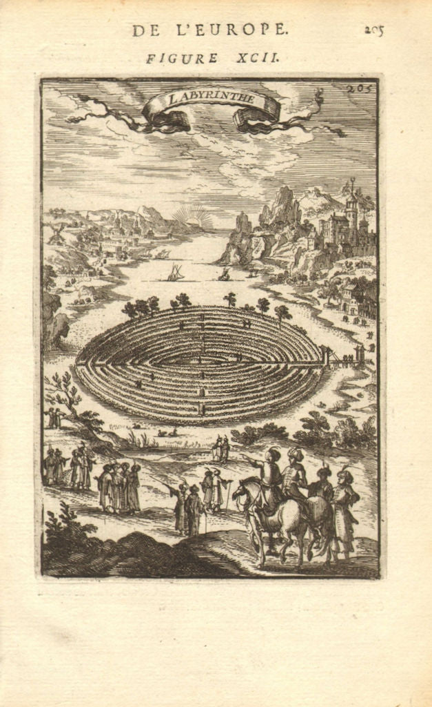 CRETE/CANDIA (CRETE). Labyrinth (abode of the Minotaur). Greece. MALLET 1683